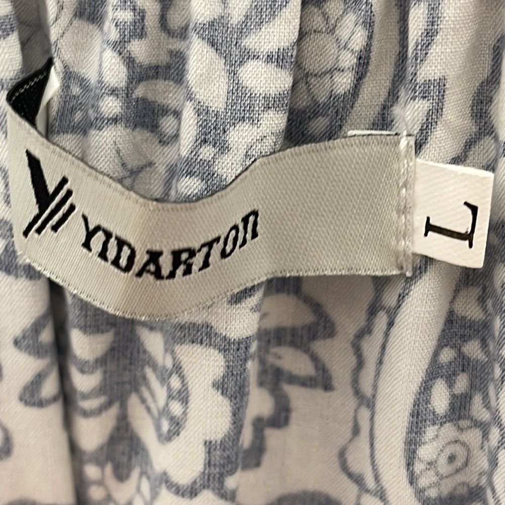 🆕 YIDARTON Strapless Maxi Dress Blue White Floral Ruffle Top Floral Size L - Picture 9 of 10